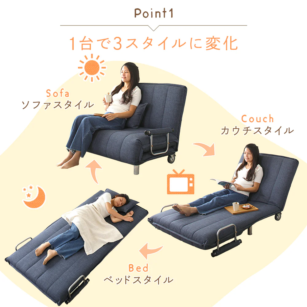3way ソファーベッド グレー - Image 7
