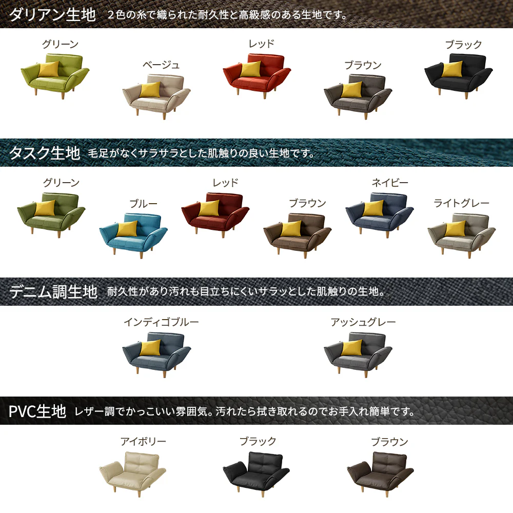 日本製 リクライニングソファ『Coroli コロリ』 1人掛け単品 ダリアン生地 グリーン - Image 5