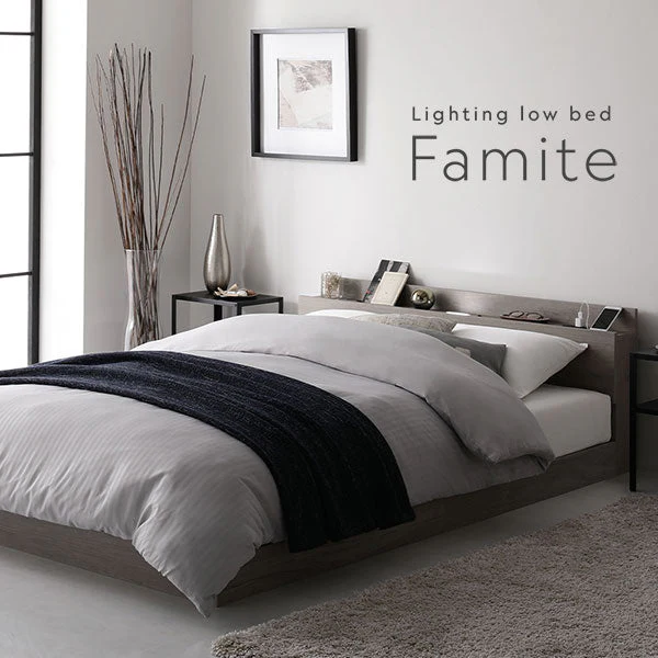 LED照明＆棚付きローベッド 『Famite ファミーテ』 ホワイト - Image 10