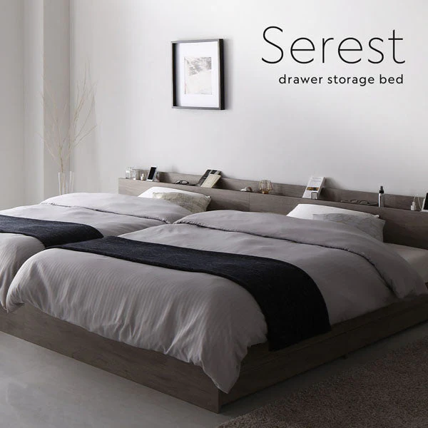 引き出し収納付きベッド 『Serest セレスト』 2台セット ブラック - Image 10