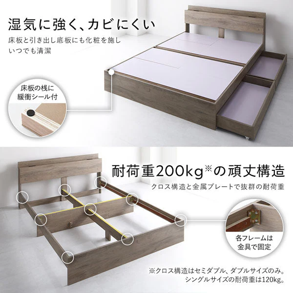 引き出し収納付きベッド 『Serest セレスト』 2台セット ブラック - Image 19