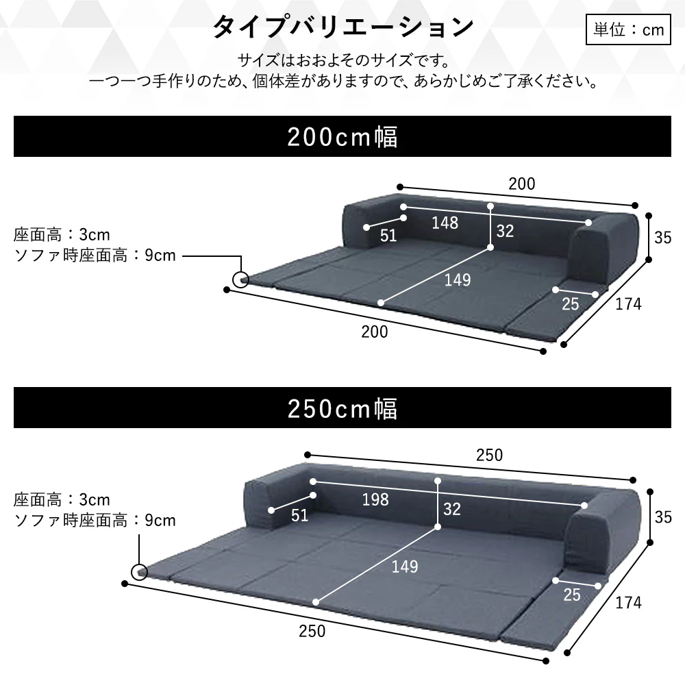日本製 洗える2WAYフロアソファ 幅200cm（Mサイズ） デニム調生地 アッシュグレー - Image 9