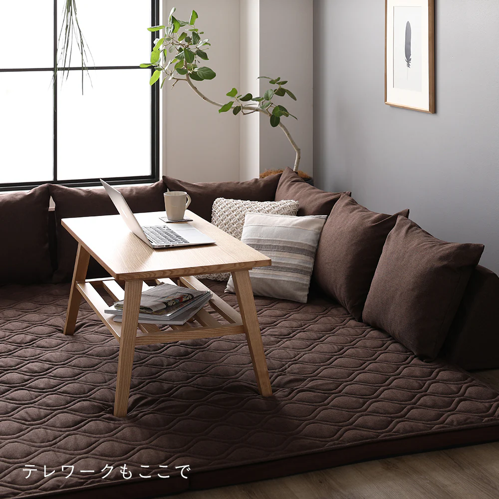 洗えるラグパット付き フロアソファ L型タイプ グレー系 - Image 13
