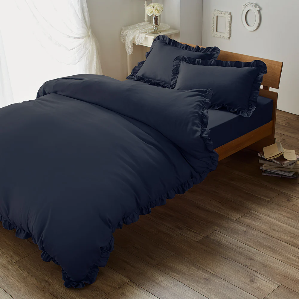 フリルデザイン ベッドカバーセット ピンク - Image 4