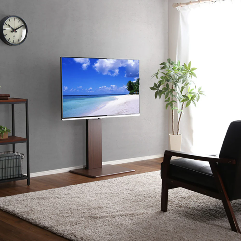 壁寄せTVスタンド（固定タイプ） ハイタイプ 棚付き ブラウン - Image 12