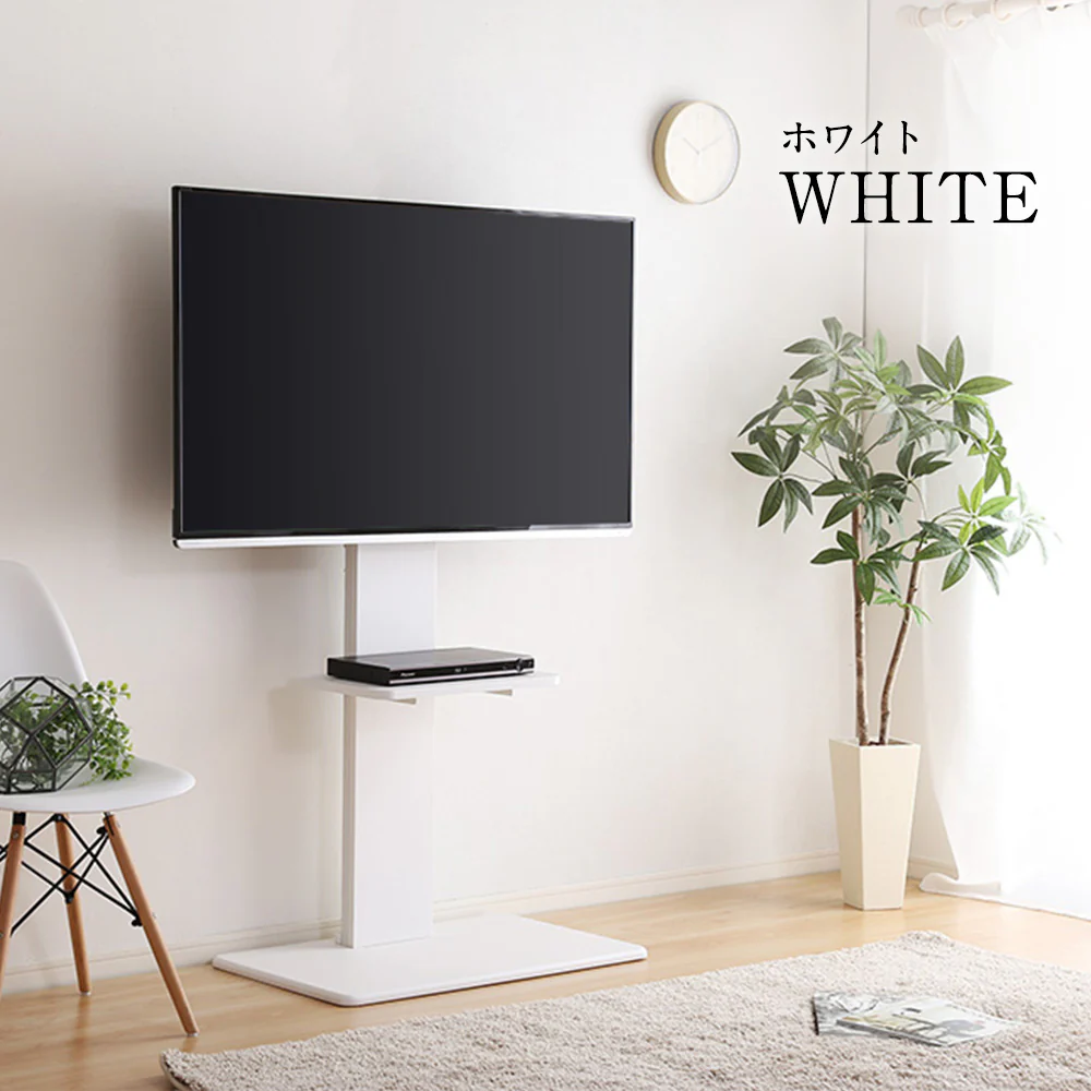 壁寄せTVスタンド（固定タイプ） ハイタイプ 棚付き ブラウン - Image 3