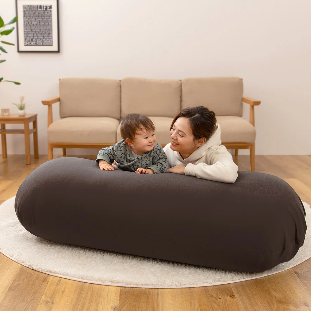 日本製 おおきなビーズクッション グレー - Image 5