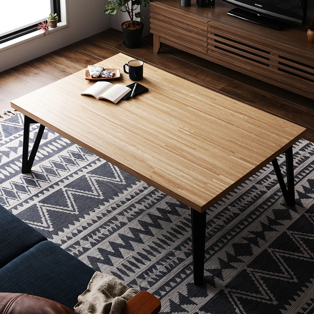 モザイク柄こたつテーブル 単品 105×75cm ウォルナット - Image 17