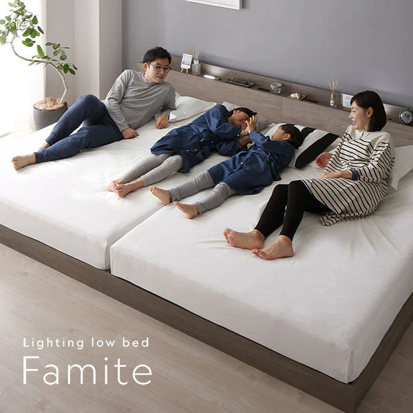 LED照明＆棚付き 連結ローベッド 『Famite ファミーテ』 グレージュ - Image 10