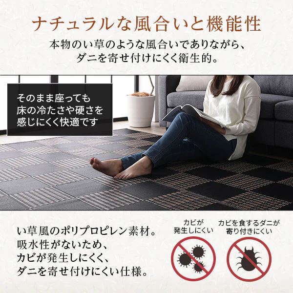 洗える い草調 ラグマット 日本製 江戸間1畳(約87×174cm) ブラウン - Image 9