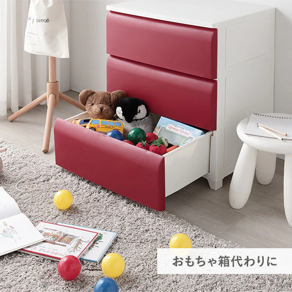 ホコリが入りにくいチェスト プラスチック製 日本製 ワイド・3段 アイボリー - Image 22