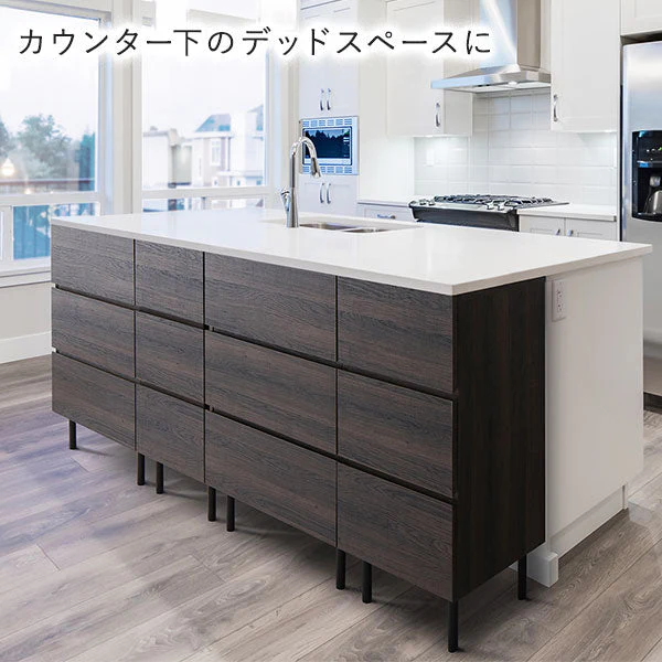 脚付きチェスト 『Stova ストーヴァ』 異素材MIX 大容量 スリム3段 幅40cm ストーングレー - Image 24