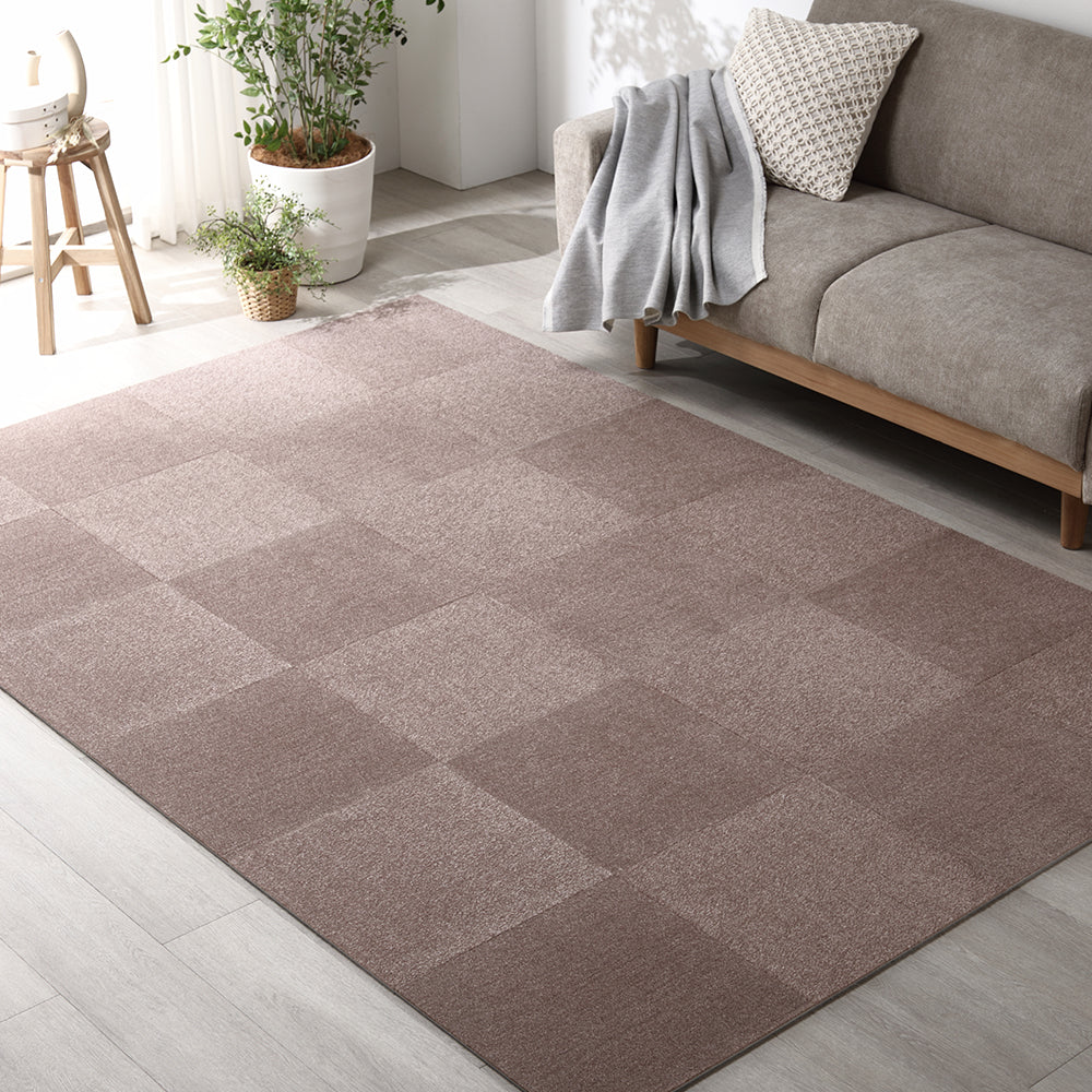 日本製 置くだけでズレない 洗える北欧調タイルカーペット ラグ用セット 約160×160cm(16枚セット) オフホワイト×ペールブルー - Image 38