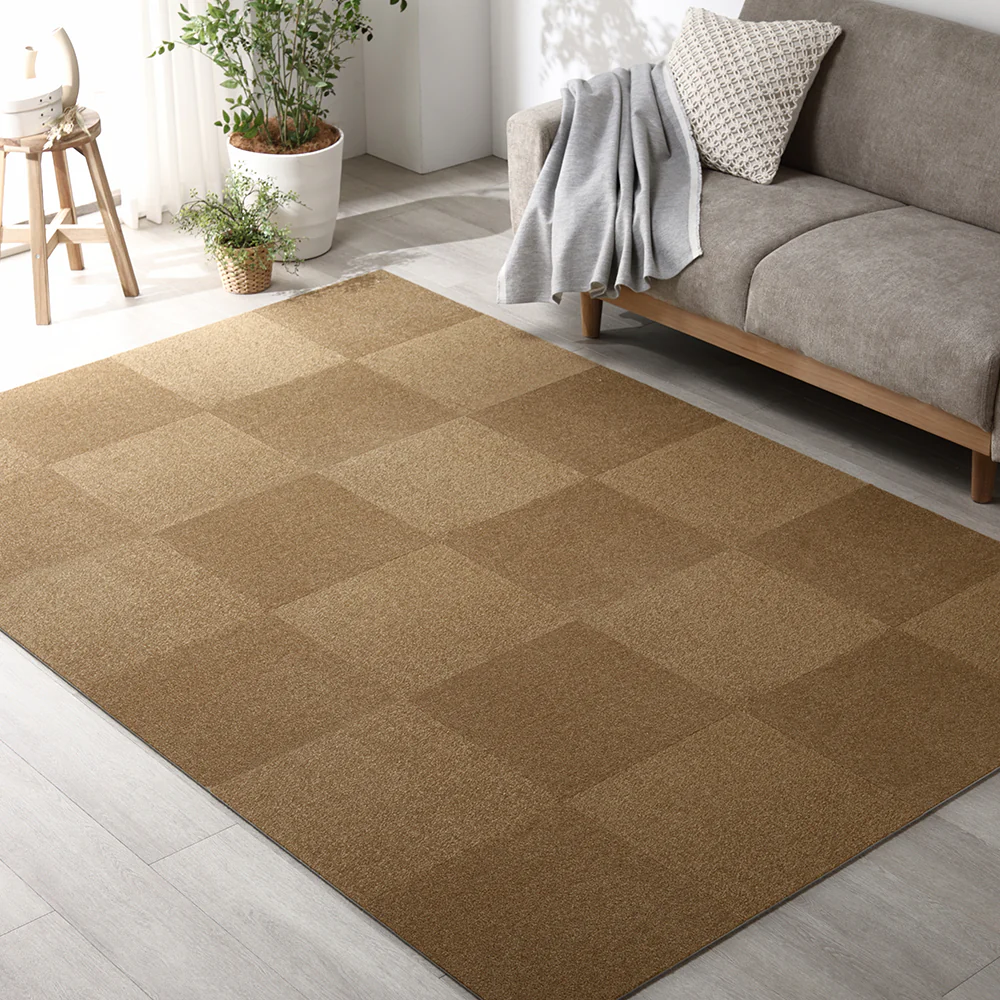 日本製 置くだけでズレない 洗える北欧調タイルカーペット ラグ用セット 約160×160cm(16枚セット) オフホワイト×ペールブルー - Image 39