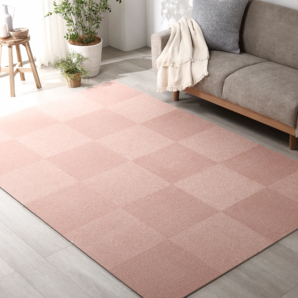 日本製 置くだけでズレない 洗える北欧調タイルカーペット ラグ用セット 約160×160cm(16枚セット) オフホワイト×ペールブルー - Image 41