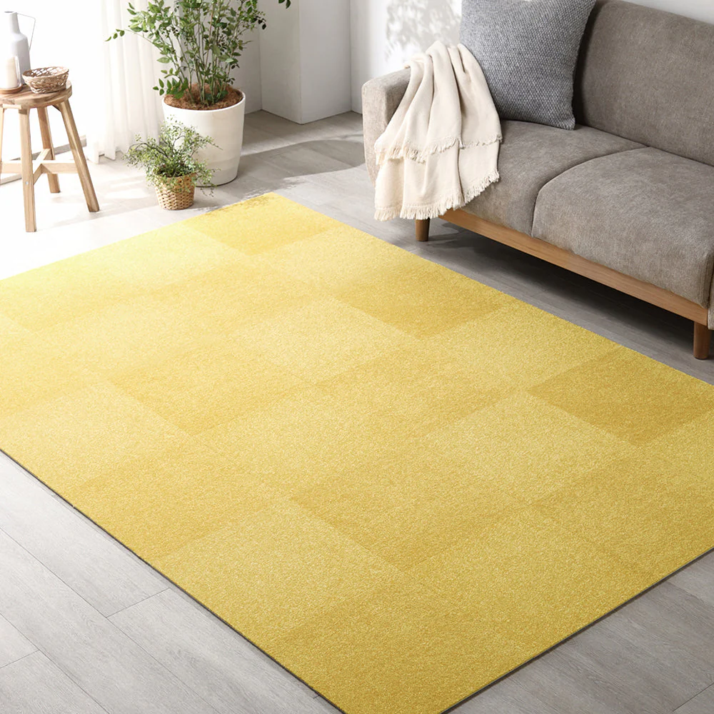 日本製 置くだけでズレない 洗える北欧調タイルカーペット ラグ用セット 約160×160cm(16枚セット) オフホワイト×ペールブルー - Image 43