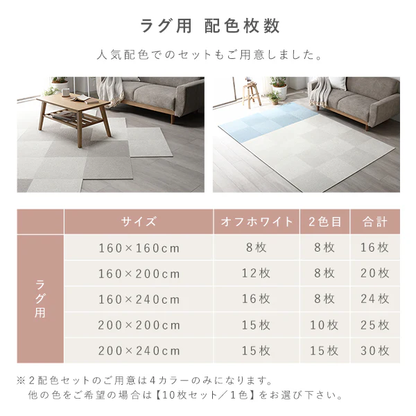 日本製 置くだけでズレない 洗える北欧調タイルカーペット 敷き詰め用セット 江戸間・団地間2畳(25枚セット) モカベージュ - Image 12