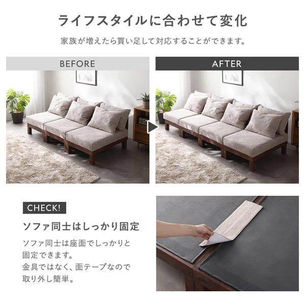 あぐらがかけるユニットソファ『Sven スヴェン』2人掛けソファ単品 アイボリー - Image 18